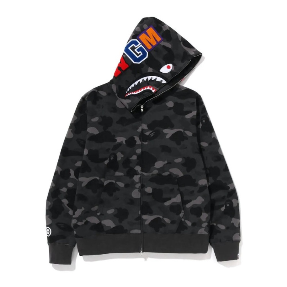 Bape Color Camo Shark Full Zip Hoodie Black